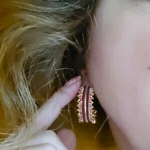 NEW Unique & Delicately Hand Beaded SS Gold-toned Hypoallergenic Earrings